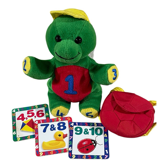Vtg Bookpack Buddies Numbers Turtle Plush Beanie Backpack Books Primary 8” READ - Picture 1 of 15